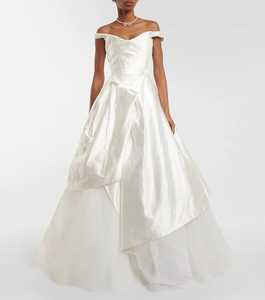 เดรสผ้าซาตินสำหรับงานพรอมสำหรับผู้หญิงชุดเดรสสีขาวเกาะอกสุดหรูมาใหม่ฤดูร้อน - Product Image 3