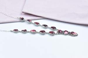 Collar de racimo de plata esterlina turquesa Dalia Rosa hecho a mano, cadena ajustable, joyería artesanal, regalo para ella - Product Image 2