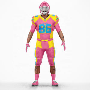 เสื้อฟุตบอลและกางเกงขาสั้นพิมพ์ลายเสื้อโพลีเอสเตอร์พิมพ์ลายอเมริกันและรักบี้สีแดงทึบออกแบบได้ตามต้องการ - Product Image 2