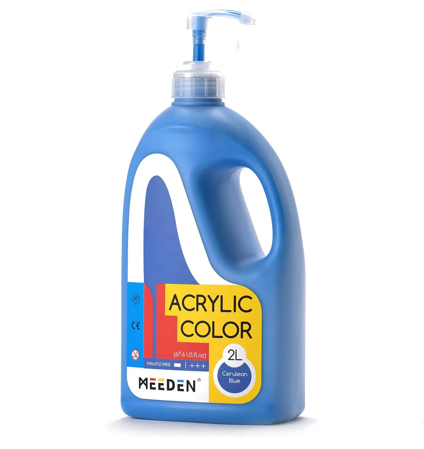 MEEDEN Heavy-Body Non-Toxic Rich Pigment Color Cerulean Blue Acrylic Paint with Pump Lid for Art Class, Wall Painting