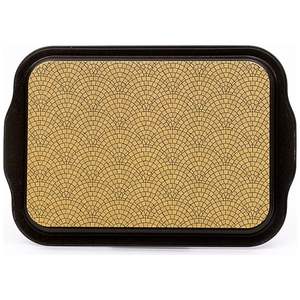 Plateau rectangulaire en métal à motif de mosaïque géométrique de 215x316mm avec plateau de service à poignée - Product Image 2