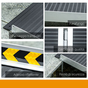 HOMCOM Rampe de fauteuil roulant pliante en aluminium avec déflecteurs et autocollants, 91x73. 6x5.1 cm, noir - Product Image 6