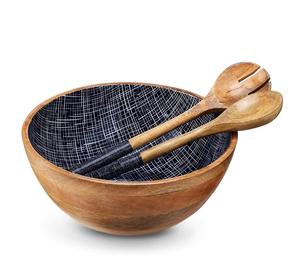 Bol de service de collation en bois naturel de taille personnalisée de haute qualité avec anneaux de serviette polonais les plus vendus pour les fêtes de table en gros - Product Image 5