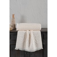 Serviette de toilette Varol Jacaranda 100% coton jacquard à motif damassé, douce et compressée, 50x90cm, pour la maison, la cuisine, l'hôtel, la plage, idéale comme cadeau