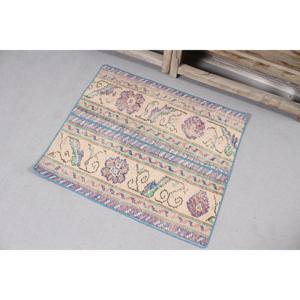 พรมตุรกีวินเทจ ขนาด 2.3x2.8 ฟุต สีน้ำเงินลายพรางเล็กๆ ทำจากขนสัตว์ - Product Image 2