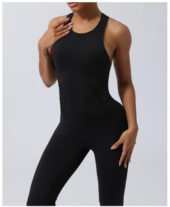 จั๊มสูทโยคะควบคุมหน้าท้องของผู้หญิงชุดบอดี้สูทแบบชิ้นเดียวแบบถักพร้อมพิมพ์ตกแต่งโลโก้ได้ตามต้องการ - Product Image 3