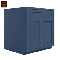 Meubles de cuisine shaker bleu marine prêts à assembler, armoire basse à double porte avec tiroir, ensemble de meubles de cuisine modernes, fabricant