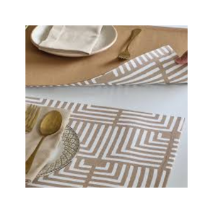 30x45cm Eco Friendly OEKO TEX Certified Woven Linen Jute <b>Placemat</b> <b>Rectangle</b> Striped Teal Beige Minimalist Style Washable Home - Product Image 6