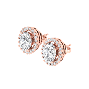 Boucles d'oreilles clous en zircon cubique taille ovale, plaqué or blanc/jaune/rose, argent sterling, 42 pierres, 2,5 g, bijoux fantaisie en pierres précieuses - Product Image 3