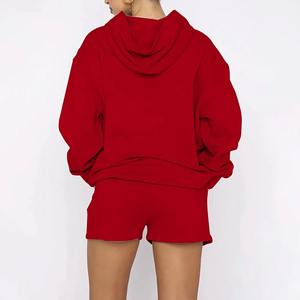 Women Oversized <b>Hoodie</b> <b>Velour</b> Long Front Puff Sleeve Warm Loose Relaxed Fit Street Style Winter Sweatshirt - Product Image 2