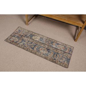 Alfombra Turca de 1.7x4.3 pies, Alfombra Vintage, Alfombra de Lana con Diseño de Camuflaje Azul - Product Image 2