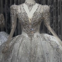 Robes de mariée Jancember WX358 scintillantes à col en V et manches longues pour femmes