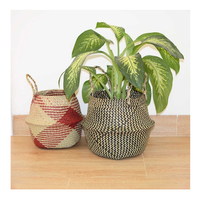 Bonne vente Mini ensembles de vases à fleurs en jonc de mer Petits vases en paille décoratifs de table pour fleurs sèches et artificielles Service personnalisé