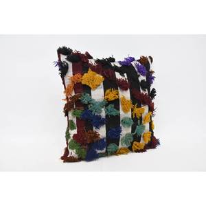 Coussin de laine carré Macramé multicolore 24x24 pouces Coussin de patchwork à motif vintage Coussin décoratif tissé - Product Image 3