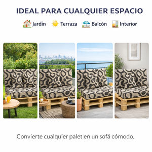Ensemble de 4 coussins de palettes d'extérieur en tissu durable 120x80 + 120x50 cm pour canapé de jardin, 12 cm d'épaisseur, housse amovible, mobilier de patio - Product Image 6
