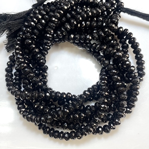 Cuentas de forma de rondelle facetadas de espinela negra, cuentas al por mayor de espinela negra natural - Product Image 4
