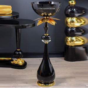 Plats de service ronds en métal de qualité supérieure, nouvelle arrivée, finition noire et dorée, pour la maison, le restaurant, l'hôtel - Product Image 1