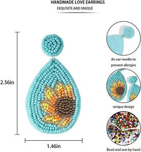 Pendientes de cuentas de moda, último diseño, joyería bohemia, hechos a mano, con cuentas de semillas, florales, colgantes, regalo de aniversario para mujer - Product Image 5