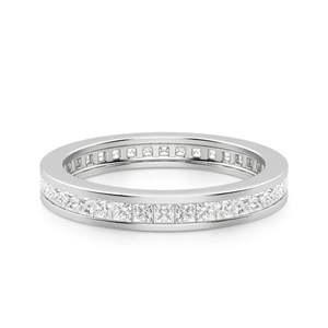 Princess Cut Channel Set Eternity Wedding Band para mujer - Product Image 5