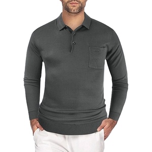 Nouveau design – Polo de travail formel en coton à manches longues pour homme, anti-plis, séchage rapide, couleur unie, col à revers, confortable - Product Image 6