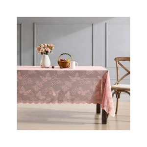 Elegant Pink Lace ISO 9001 Balanced Finish Texture Fade Resistant <b>Tablecloth</b> Rectangle Floral Pattern Washable Home Decor Cover - Product Image 1