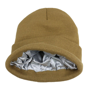 2025 Chaud En Gros Blanc Bonnet En Tricot Logo Personnalisé Tricoté Doublure En Satin Chapeaux D'hiver pour Hommes - Product Image 2