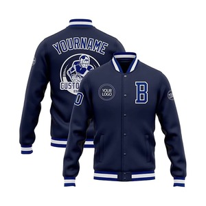 Veste universitaire en coton mélangé personnalisée de haute qualité pour hommes, mode personnalisée avec numéro de nom cousu Service OEM - Product Image 2