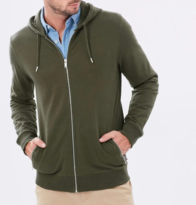 Sweat à capuche zippé 100 % coton personnalisé 2026, de haute qualité, uni, avec logo brodé pour hommes et femmes - Product Image 3