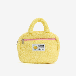 Lambswool Zipper Closure Lightweight Foldable Durable Portable Medium Capacity Customizable Fashion Cosmetic Handbag Promotional - Product Image 1