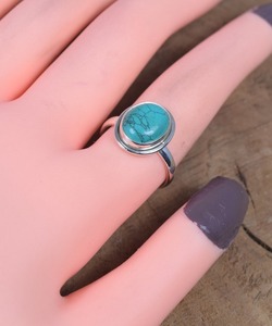 <b>Turquoise</b> 925 Sterling Silver Round Gemstone Elegant Jewelry <b>Ring</b> December Month Birthstone Blue <b>Turquoise</b> <b>Ring</b> Gift for Her - Product Image 2