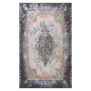 Tapis de salon LXDP-0922 gris argenté traditionnel oriental imprimé numériquement, lavable en machine, en chenille, antidérapant, vente en gros - Product Image 1