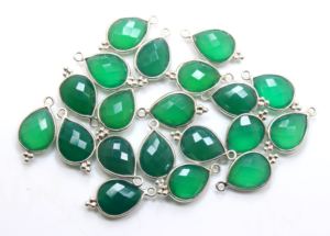 925 Sterling Silver 10X14MM Green Onyx Faceted Pear Shape <b>Pendant</b> Bezel Setting for Engagement Anniversary Party Jewelry Making - Product Image 2