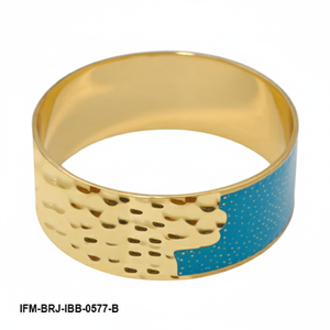 Bracelet jonc en laiton artisanal pour femmes, émail marbré violet et bleu, large, style bohème - Product Image 3