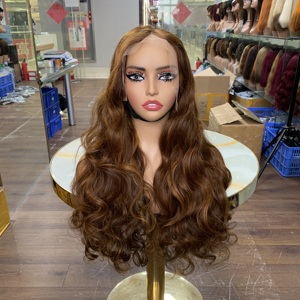 Best Selling Bulk 13x4 <b>Lace</b> 24 Inch Ocean Wave Natural Curls <b>Wigs</b> Raw Human Hair <b>Lace</b> Front Sdd Piano Color <b>Wigs</b> - Product Image 3
