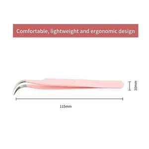 Pinzas de punta de fibra de extensión de pestañas de acero inoxidable con empuñadura de diamante de 90 grados con etiqueta privada de manicura personalizada - Product Image 4