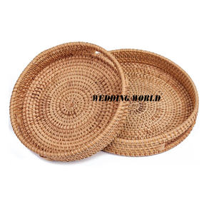 Bandeja de servicio de ratán decorativa para mesa, tamaño personalizado, plato hecho a mano, clásico, elegante, nueva llegada, venta al por mayor, bandeja de servicio de ratán - Product Image 1