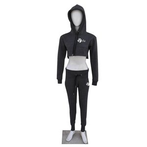 Stylish New <b>Women's</b> 2-Piece Tracksuit Set Custom Logo <b>Crop</b> <b>Tops</b> Hooded Jogging Sweatsuit with Front Logo - Product Image 6
