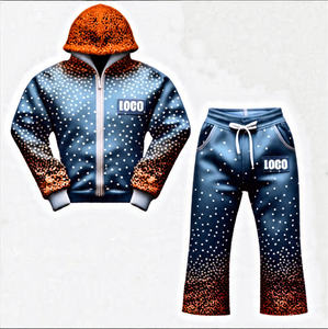 ชุดวอร์มผ้าซักลายกรดสำหรับผู้ชายชุดวอร์มประดับพลอยเทียมชุดวิ่งมีฮู้ดสำหรับผู้ชายชุดวอร์มพิมพ์โลโก้ตามสั่ง - Product Image 4