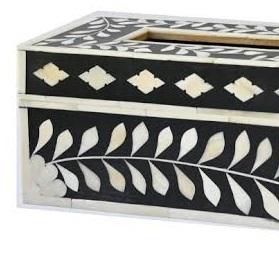 Boîte de support de papier de soie d'incrustation d'os d'aspect royal avec motif fait à la main complexe pour une utilisation de table de luxe à la maison et au bureau - Product Image 3