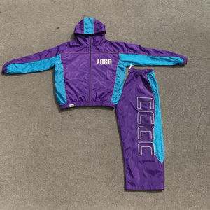 Custom <b>Nylon</b> <b>Joggers</b> SweatSuit Zip up Windbreaker Hoodie <b>Joggers</b> Set Embroidered Hoodie Track Zipper Jacket and Sweatpants Sets - Product Image 1