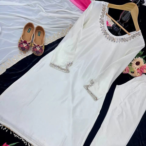 DESIGNER PARTY WEAR <b>KURTI</b> AND PANT WITH FANCY DUPPATA - Product Image 2