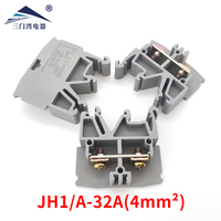 Bloc de bornes à vis industriel NJSMW JH1A-4, 11-20 AWG, contacts en laiton, 2 pôles, 17,5 A max, montage sur rail DIN