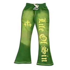 Pantalon de survêtement évasé pour homme délavé à l'acide Pantalon de survêtement évasé pour homme Baggy à double taille 100% coton Pantalon de jogging surdimensionné pour homme - Product Image 6