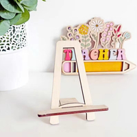 Support à crayons en bois moderne personnalisé imprimé au laser - Cadeau unique pour anniversaire ou enseignant, motif floral, fait main, Delarchi, 5x4 pouces