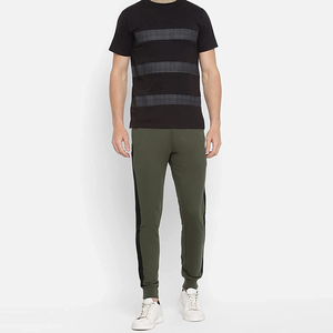 Pantalones de chándal deportivos informales para hombre, cintura media alta, pierna recta, suave, liso, tela apilada, algodón, poliéster, encaje oscuro - Product Image 5