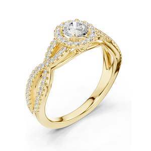 Anillo de Compromiso con Halo Trenzado de Diamantes de Laboratorio de 0.838 CT para Mujer, Claridad VVS-VS EF, Oro de 18K, 14K, 10K y Plata 925 - Product Image 4
