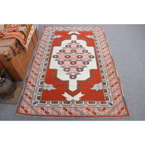Vintage <b>Runner</b> Rug, 0.3x6.1 ft Turkish Rug, <b>Red</b> Polka dot Wool Rug - Product Image 1