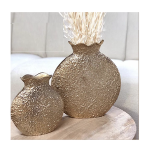 Gold Antique Metal Flower <b>Vase</b> With Handmade Texture Designing Tabletop Flower <b>Vase</b> for Home Living Room Decoration Metal <b>Vases</b> - Product Image 6