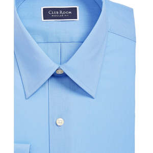 Camicia da Uomo Club Room Blu Francese Tinta Unita Vestibilità Regolare Taglia 15.5x34-35 Lunga Professionale Antipiega in Popeline per Business - Product Image 3