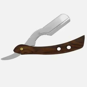 Barbier professionnel à bord droit avec manche en bois Rasoirs de rasage - Product Image 1